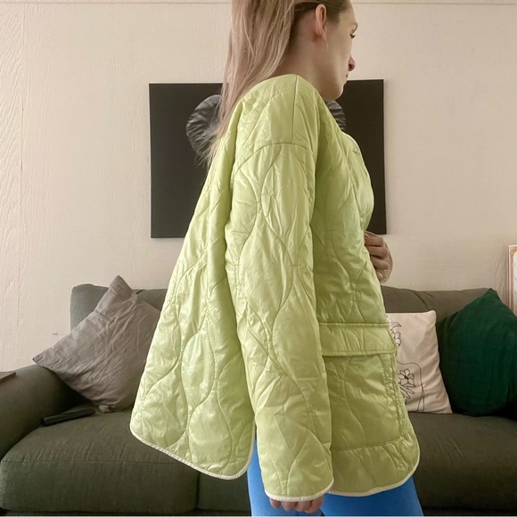 Lime Green Quilted Jacket - Picture 7 of 14